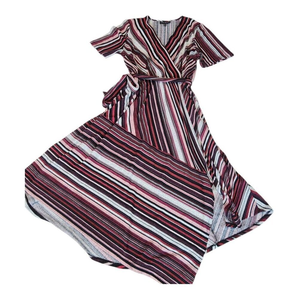 Lane Bryant dress sz 14-16 women asymmetric hem short sleeve stripes